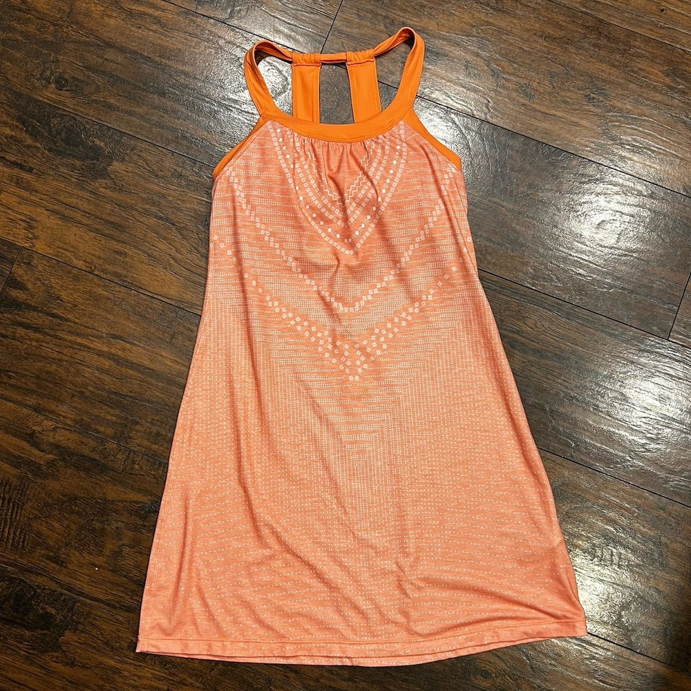 PRANA Cantine Halter Dress with Shelf Bra, Peach, Women's Size XS